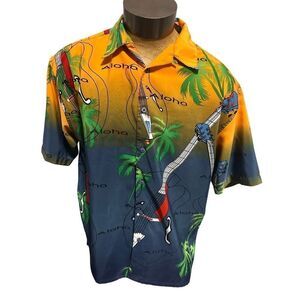 Box Office Island Mens Large Short Sleeve Hawaiian Button Down Shirt